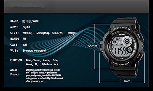 Lige Mens militares Digital reloj deportivo, 7 colores Backlight electrónicos LED resistente al agua reloj de pulsera - Imagen 6