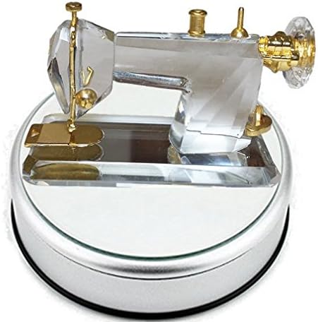 Crystal Sewing Machine Figurine in Gift Box with Rotating Display Base