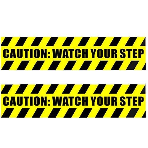 eSplanade Caution Watch Your Step Sign Sticker Decal - Easy to Mount Weather Resistant Long Lasting Ink Size (13.78" x 3.15")