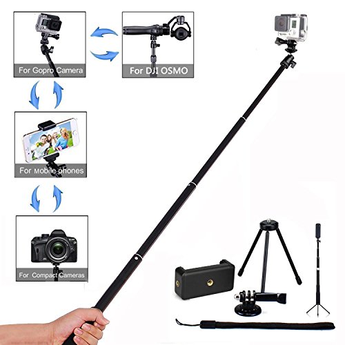 AxPower Light Aluminum Selfie Stick Monopod Telescope Pole with Tripod Stand for DJI OSMO Mobile 2 GoPro 4 5 6 7 and Cellphones