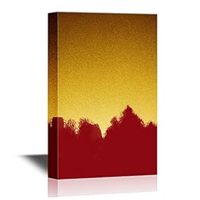 Canvas Wall Art - Color Composition Artwork with Gold and Red - Gallery Wrap Modern Home Art | Ready to Hang - 12x18 inches
