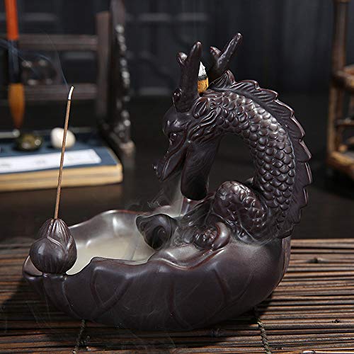 Chenway Incense Holders for Sticks Dragon Backflow Porcelain Backflow Ceramic Incense Burner Holder Buddhist & Backflow (Burner Holder)