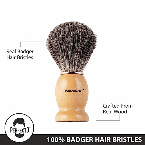 Perfecto 100 Original Pure Badger Shaving Brush, Engineered for The