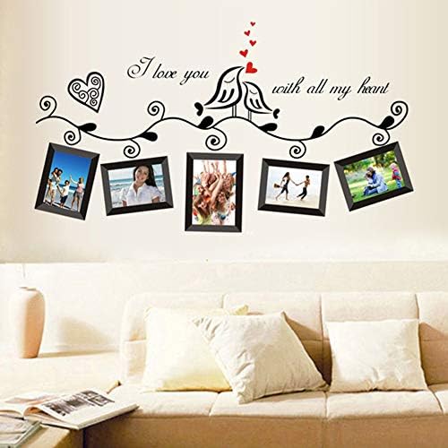 KLAAS NIC Wall Decor Cartoon Birds Family Tree Pictures Frame Wall Decals Letter Words Wall Stickers Home Room DIY Art Home Decor Removable Decal(Photo Frame)