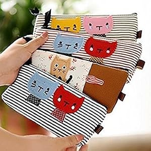 Image of 1 X Hayabusa TM 4 Pieces Kitten Stripe Pen Bag cat Pencil case by haya by HomeOffice