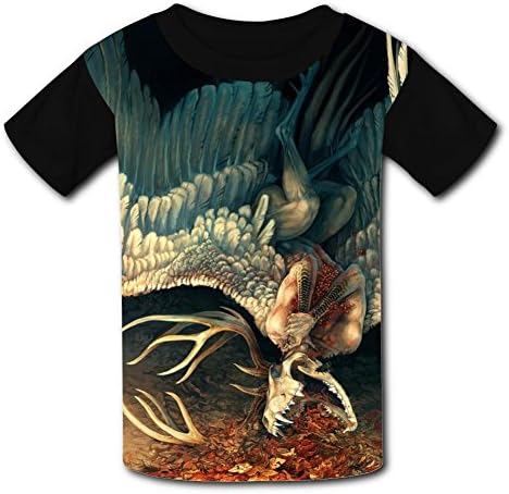 Round Collar 100% Polyester Fiber Sport Short Sleeve Top Shirts For Unisex Kid,Print Dead Dragon S
