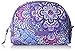 Vera Bradley Women's Cotton Medium Zip Cosmetic Makeup Organizer Bag, Lilac Tapestry, One Size