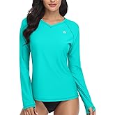 ATTRACO Women Rash Guard Long Sleeve Swimsuits UV UPF 50+ Zipper Swim Shirt Quick Dry Sun Shirts