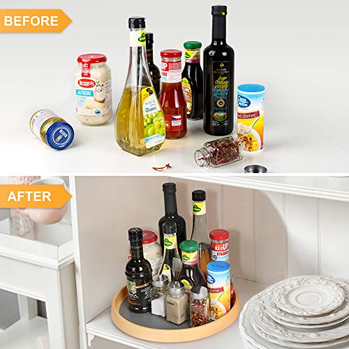MAYER\'S BEST Non-Skid Pantry Cabinet Organizer Lazy Susan Turntable, 12-Inch, Wood Color