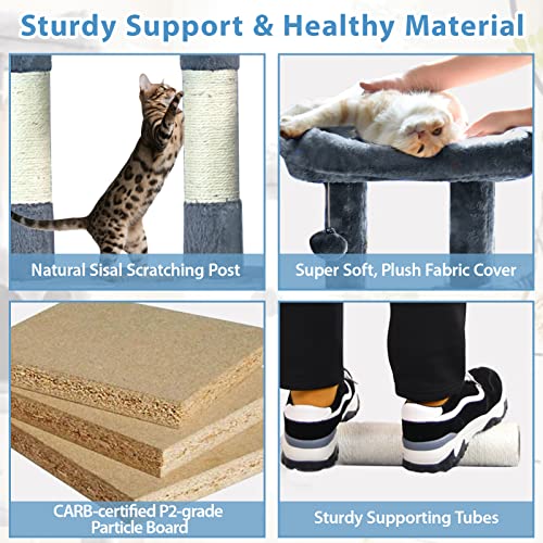 Pawstory Cat Tree Cat Tower with Adjustable Base, Small Cat Tree for