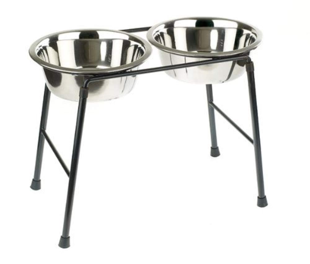 Classic Pet Products Double Feeder High Stand with 2 x 1600 ml Stainless Steel Dishes, 300 mm Tall | Raised Double Dog Bowl | Heavy-Duty Metal Frame | Easy Clean Removable Bowls