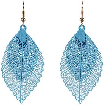 CanVivi Simple Retro Double Color Double Leaf Earrings Earrings Jewelry,Blue