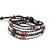 sedmart 7 Chakra Three Layers Soft Leather Bracelet Mixed Silver Plated Beaded Gemstones Meditation Multilayer Wrap Woven bangle Jewelry