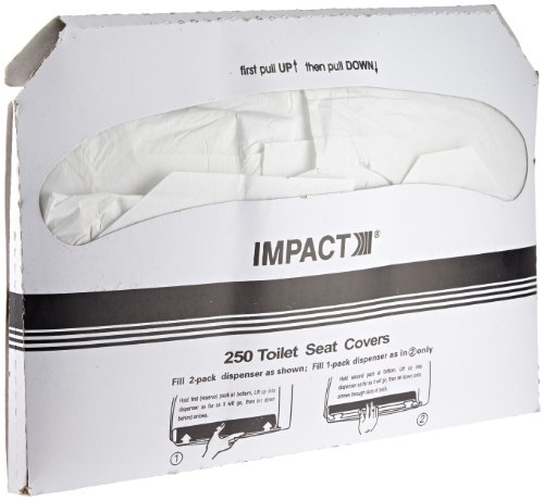 Impact 1111 Toilet Seat Cover, Box Size 10-1/2" Height x 15" Width x 1" Depth, White (Case of 1000)