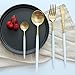 Jinsen Customized Stainless Steel Flatware Set for Home Kitchen Restaurant Hotel (White + Gold)
