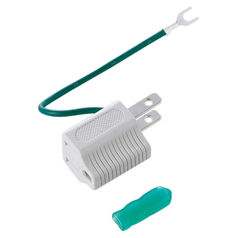 サンワサプライ コンセント 3P→2P変換アダプタ アースコード付き グレー TAP-AD1GYN商品画像