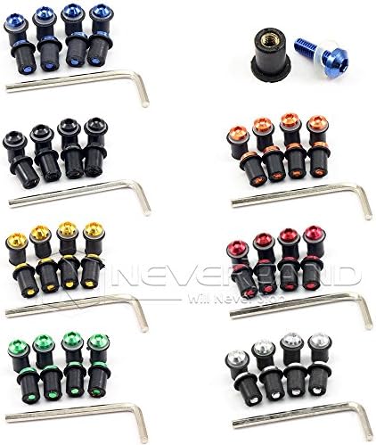 Maxry(TM) 8pcs 5mm Motorcycle Windshield Windscreen Bolt Screw Nut Fastener Kit Motorbike Fairing Windshield Mounting Nuts C10