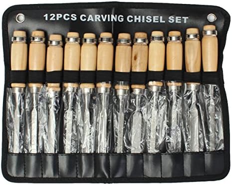 12Pcs Professional Wood Carving Hand Chisel Tool Set For Carpenter Woodwork Hobby