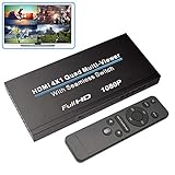 HDMI Swithcer 4X1, NIERBO HDMI Quad Multi-Viewer HDMI Switcher 1080p HDMI Splitter Seamless IR Control EU 3D Support 5 Modes for PS3/PC/STB/DVD (Style 1)
