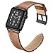 OXWALLEN Apple Leather Watch Band Leather Replacement Watch Strap with Stainless Metal Buckle Clasp iwatch series 1 2 3 Replacement strap (42mm, Brown)