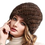 FURTALK Womens Girls Real Mink Fur Knitted Hat Winter Beanie Warm Cap