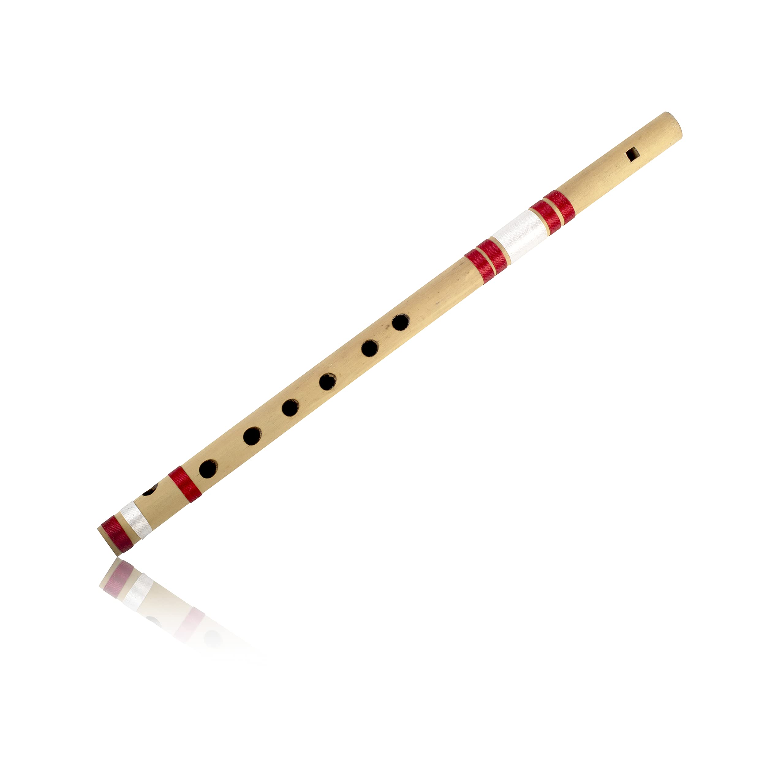 Unique Birthday Gift Ideas 15.5 Inch Authentic Indian Wooden Bamboo Flute in 'A' Key Fipple Woodwind Musical Instrument Recorder Traditional Bansuri Hand Crafted Novelty Gifts Him Her Kids