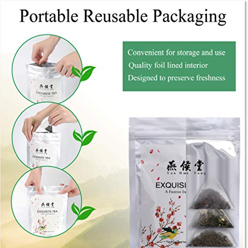 Yan Hou Tang - 50 Teabags Organic Taiwanese Jasmine Green Tea Flavor Taste Sugar Free Loose Leaf for Detox Weight Loss Relaxation and Stress Reduction Relief SGS FDA Verified