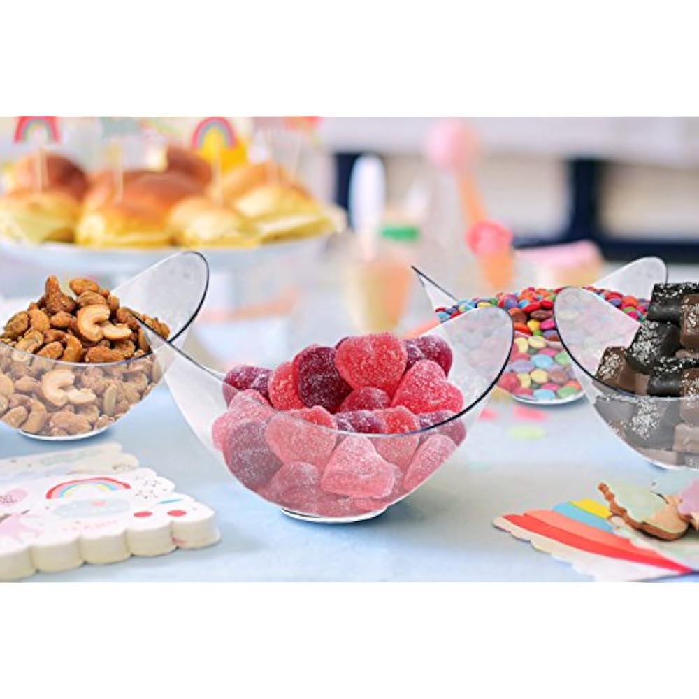Mini Clear Plastic Party Bowls. Pack Includes 48 Elegant And Disposable