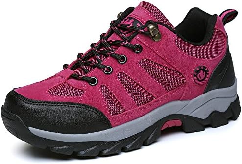 FEOZYZ Women's Hiking Boots Skid-Proof Compact Walking Laces up Backpacking Sneaker for Trekking Outdoor (37 M EU, Peach)