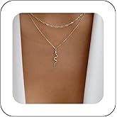 Andelaisi Boho Layered Snake Choker Necklace Gold Snake Necklace Choker Vintage Serpent Snake Pendant Necklace Punk Snake Animal Necklace Jewelry for Women