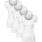 Sugar Sunday Cotton Tshirts for Women Short Sleeve Tshirt Basic Tees Plain T Shirt Womens Casual Tops Tee Undershirt Pack 1-4