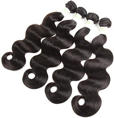 Grand Nature Unprocessed Brazilian Virgin Remy Human Hair Extensions Body Wave Bundles Deal Natural Black Color Can Be Dyed Bleached(18" 20" 22" 24")
