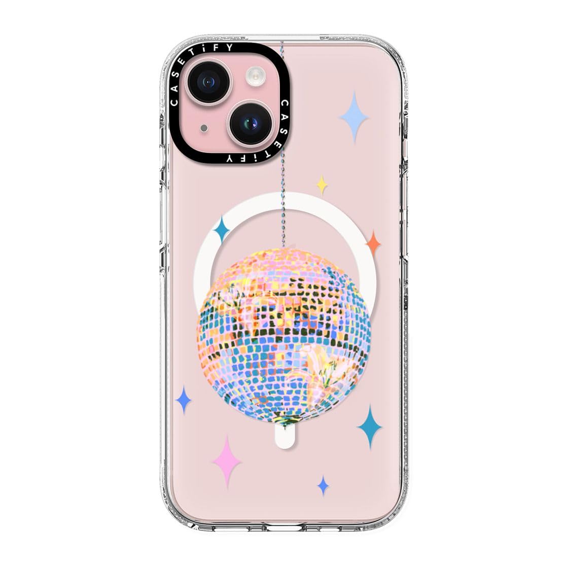 CASETiFY Clear iPhone 15 Case [Not Yellowing / 6.6 ft. 3X Military Grade Drop Protection/Magsafe] - Disco - Clear