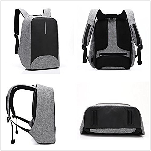 15.6 inch USB Charging Laptop Backpack, UBaymax Anti Theft Security Backpack Waterproof Lightweight Computer Notebook Bag Canvas Daypack for Men Women School Business Travel Outdoor Activities (Grey) - Thumbnail 2