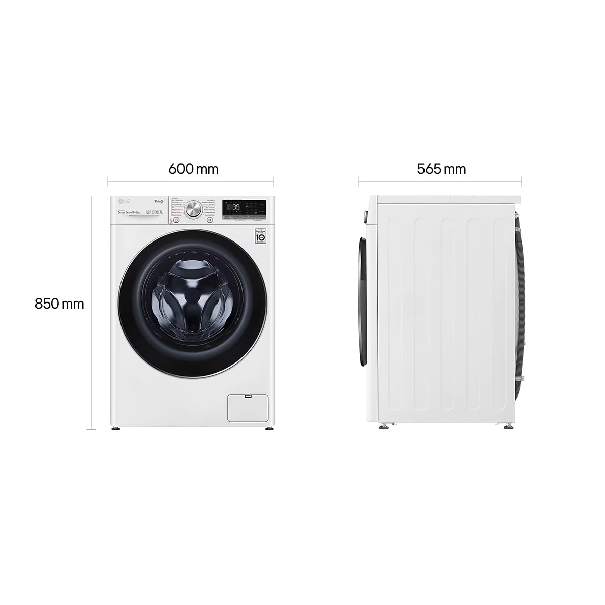 LG Electronics V7WD96H1A Waschtrockner mit AI DD | 9 kg Waschen | 6 kg Trocknen | 1400 U/Min | Steam | TurboWash 360° | Neue Wohlfühl-Trommel | Wi-Fi-Funktion | Weiß 5