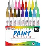 U.S. Art Supply 18 Color Set of Fine Point Tip Oil Based Paint Pen Markers - Permanent Ink that Works on Most Surfaces Glass, Wood, Metal, Rubber, Rocks, Stone, Arts, Crafts &amp; Tools