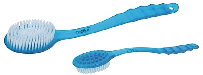 Babila Ultra Soft Plastic and Nylon Bristle Bath Brush with Massager (Multicolour)