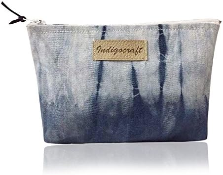Indigo Craft - Handmade Cosmetic Beauty and Makeup case Bag / Travel -Pouch for women purse Unique Accessory Organizer ( Line pattern )
