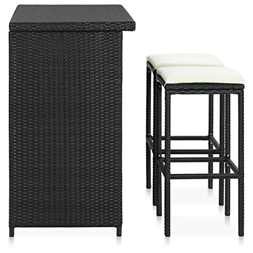 Tidyard 3-TLG. Bar Set Gartenbar Balkonset Sitzgruppe Essgruppe Gartenmöbel Fuer Garten & Terrasse & Balkon Poly Rattan… – Bild 3