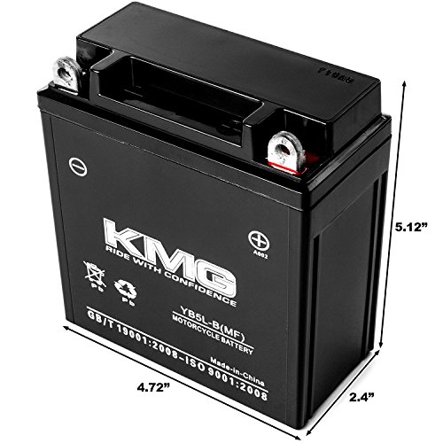 KMG YB5L-B Sealed Maintenace Free 12V 5AH Battery High Performance SMF OEM Replacement Maintenance Free Powersport Motorcycle ATV Scooter Snowmobile Watercraft KMG