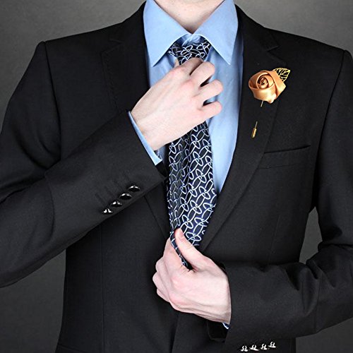 WeddingBobDIY 12Pieces/lot Groom Boutonniere Wedding Silk Rose(3.5cm) Flowers Accessories Prom Pin Man Suit Decoration Light Coffee - Thumbnail 2