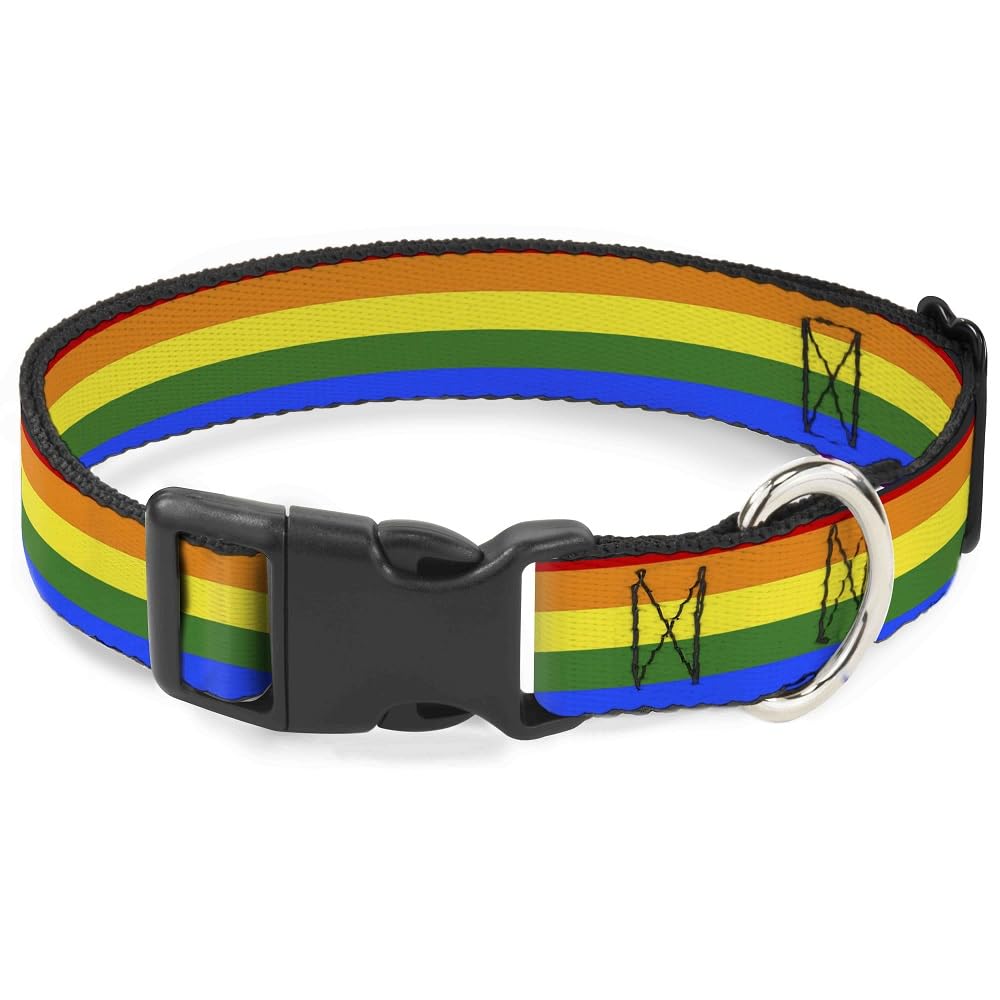 Buckle Down PC-W30693-WM Flag Gay Pride Rainbow Plastic Clip Collar, Wide Medium/16-23