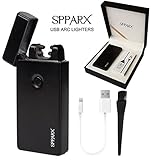 USB Lighter - SPPARX Arc Lighter, Dual Arc Electronic Lighter - FASTER - STRONGER - SAFER - Rechargeable Lighter Windproof, Cigarette Lighter
