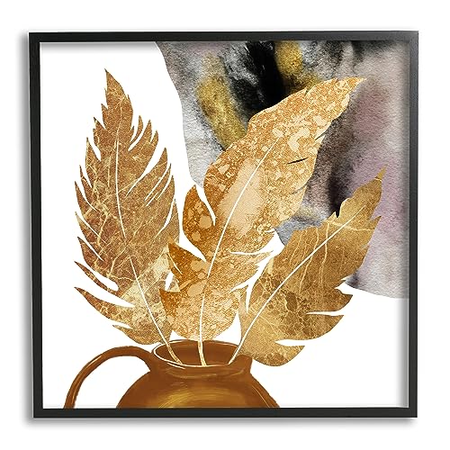 Stupell Industries Modern Boho Leaves Black Framed Giclee Art Design by Ziwei Li