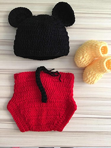 Pinbo® Newborn Photography Prop Baby Costume Crochet Mouse Hat Cap Diaper Shoes