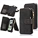 iPhone 7 Plus Case, CaseUp 12 Card Slot Series - [Zipper Cash Storage] Premium Flip PU Leather Wallet Case Cover With Detachable Magnetic Hard Case For Apple iPhone 7 Plus (5.5 Inch) - Black