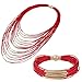 D EXCEED Jewelry Lightweight Handmade Magnet Clasp Multi Layered Rope Bib Necklace Bracelet Set for Women
