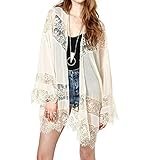 SUNNOW Woman Sheer Tassel Chiffon Loose Boho Sleeve Cardigan Kimono Blouse Coat