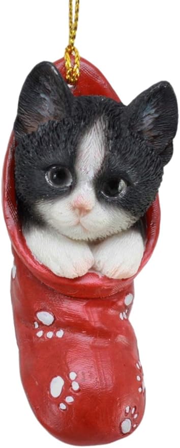Ebros Realistic Black And White Tuxedo Cat Kitten In The Sock