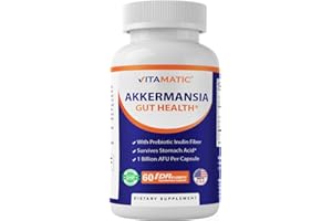 Vitamatic Akkermansia Muciniphila Gut Health - 60 DR Capsules (Delayed Released) - Made with Prebiotic Inulin Fiber